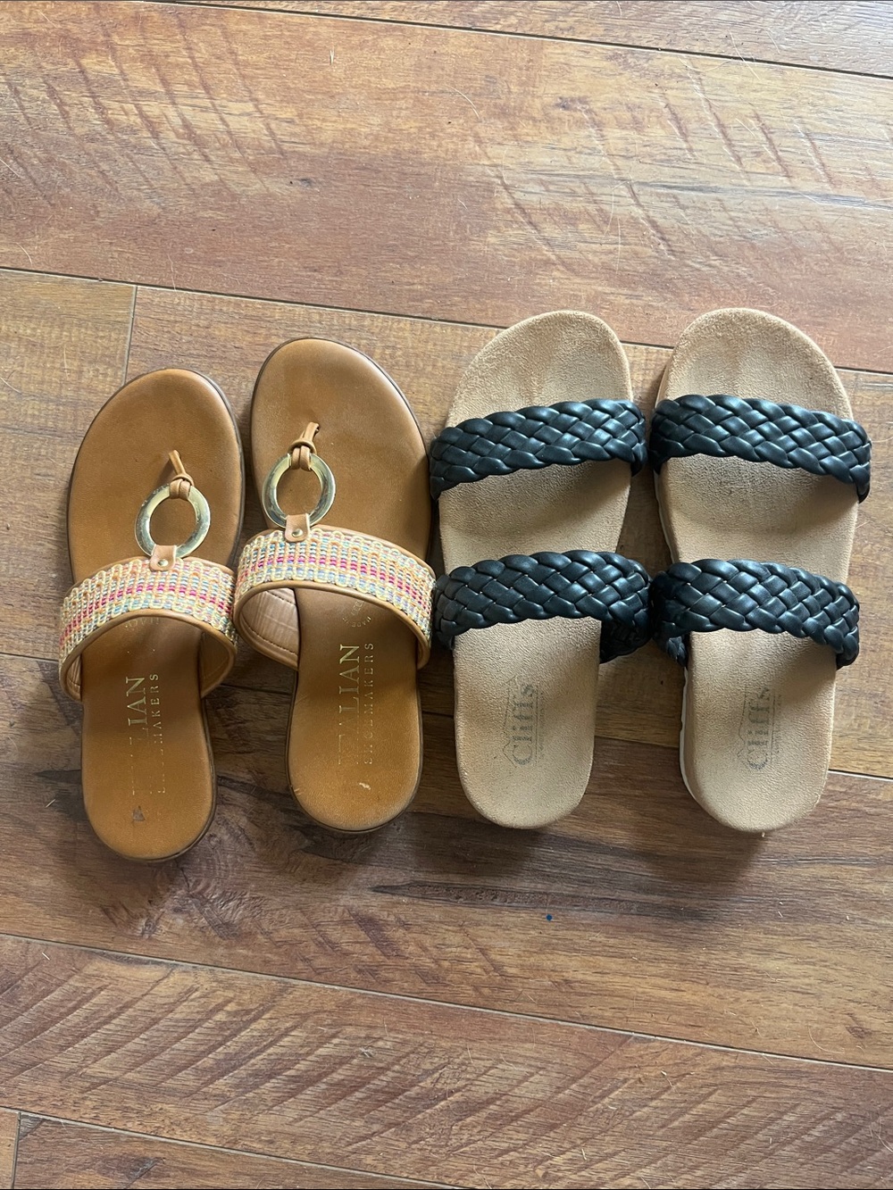 Vionic Black Braided Double-Strap Slide Sandals